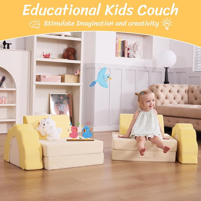 LOAOL Kids Couch 10PCS, Modular Kids Play Couch, Imaginative Convertible Play - Image 4