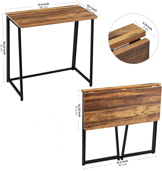 WOHOMO Folding Desk for Small Spaces, 31.5 Inch Foldable Computer Desks - Image 3