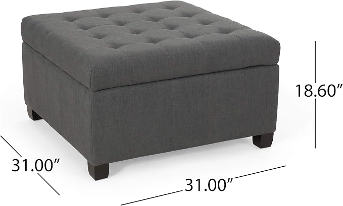 Christopher Knight Home Hedda Tufted Fabric Storage Ottoman - Image 3