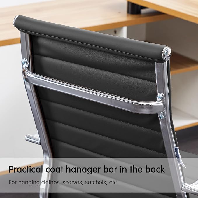 Home Office Chair Ribbed, Modern Leather Conference Room Chairs, Ergonomic - Image 7