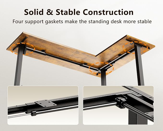 Casaottima 71 Inch Reversible Electric L Shaped Standing Desk, Height - Image 7