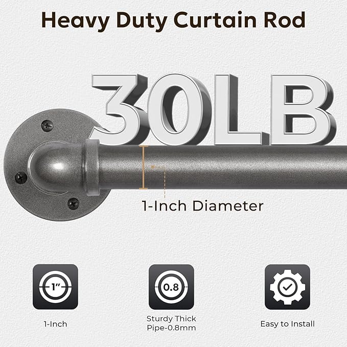 Zeerobee Curtain Rods for Windows 120 to 240, 1 Inch Industrial Wrap Around - Image 3