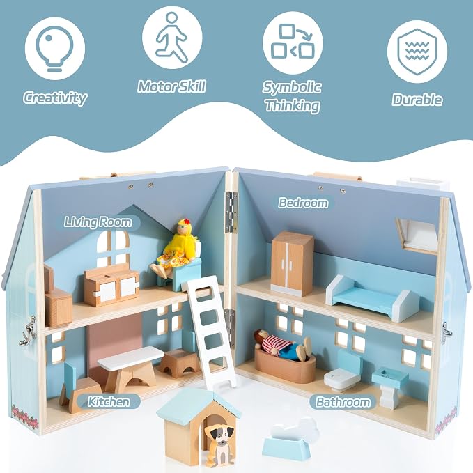 WOODMAM Foldable Wooden Dollhouse - Image 3