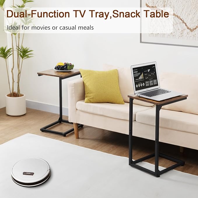 AMHANCIBLE C Shaped Side Table, End Tables Living Room Set of 2, Slide Under - Image 9