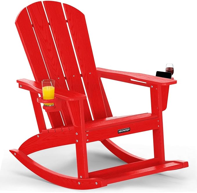 Outdoor Oversized Adirondack Rocking Chairs, All Weather HDPE Patio Rocking by ABCPATIO