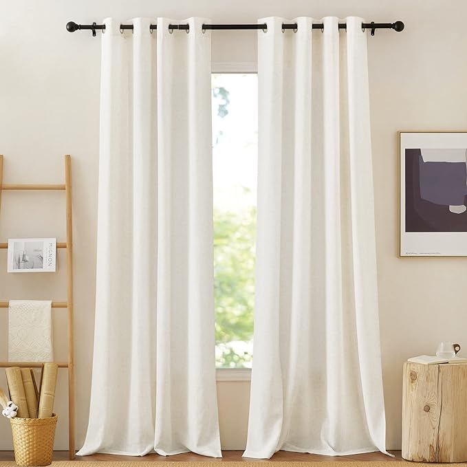 NICETOWN Linen Burlap 144 inches Long Curtains by NICETOWN