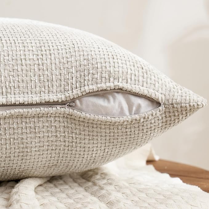 MIULEE Pack of 4 Couch Throw Pillow Covers 18x18 Inch Cream Soft Decorative - Image 7