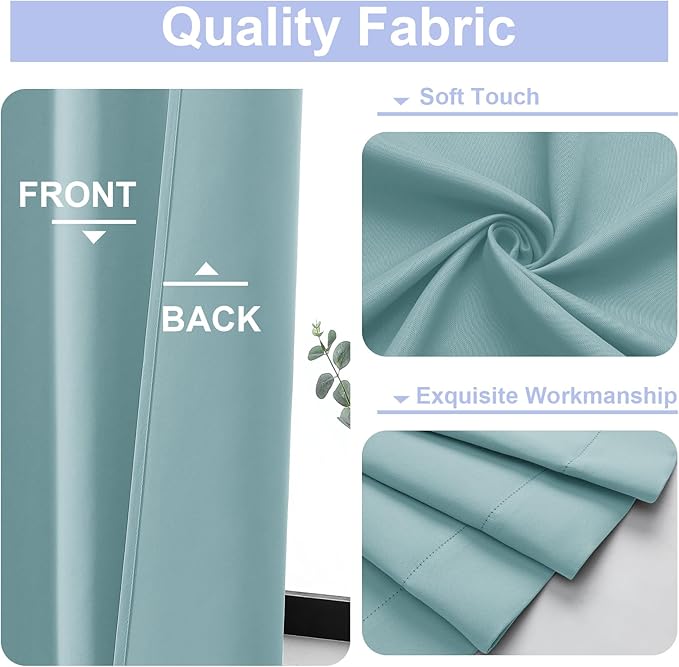 Simplebrand Ava Aqua Short 24 Inches Blackout Curtain 2 Panels Set, Half Window - Image 3