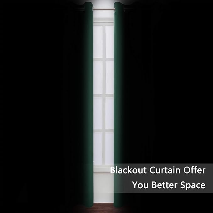 LEMOMO Dark Green Bedroom Blackout Curtains/52 x 54 Inch Long/Set of 2 Curtain - Image 3