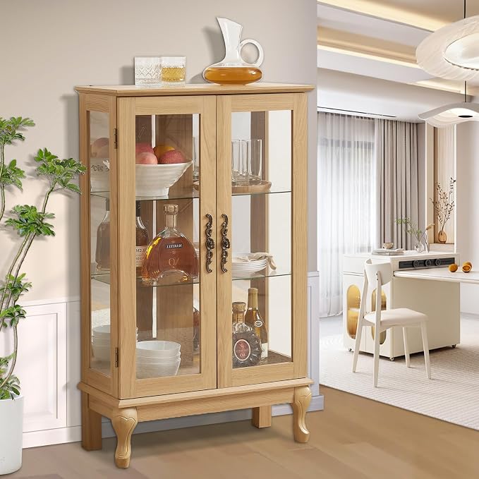 Curio Cabinet with Lighted, Curio Display Cabinet, Glass Display Cabinet with - Image 5