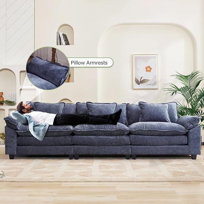 Oprisen 120" Modular Sectional Sofa, Comfy Cloud Couch Sectional, Chenille Sofa - Image 5