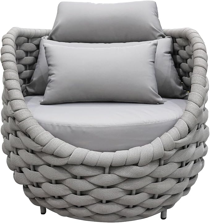 TWT 3 Pieces Aluminum Patio Furniture Set, Hand Woven Textilene Rope Outdoor - Image 9