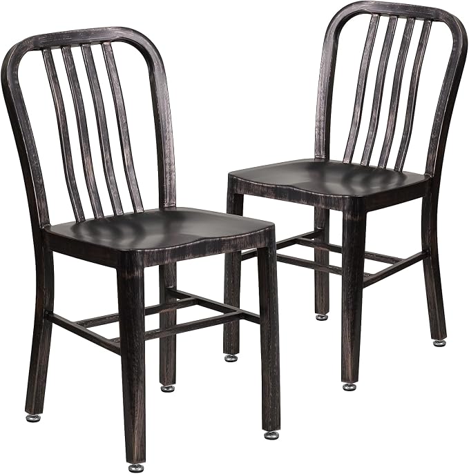Flash Furniture Gael Commercial Grade 2 Pack Black-Antique Gold Metal by FlashFurniture