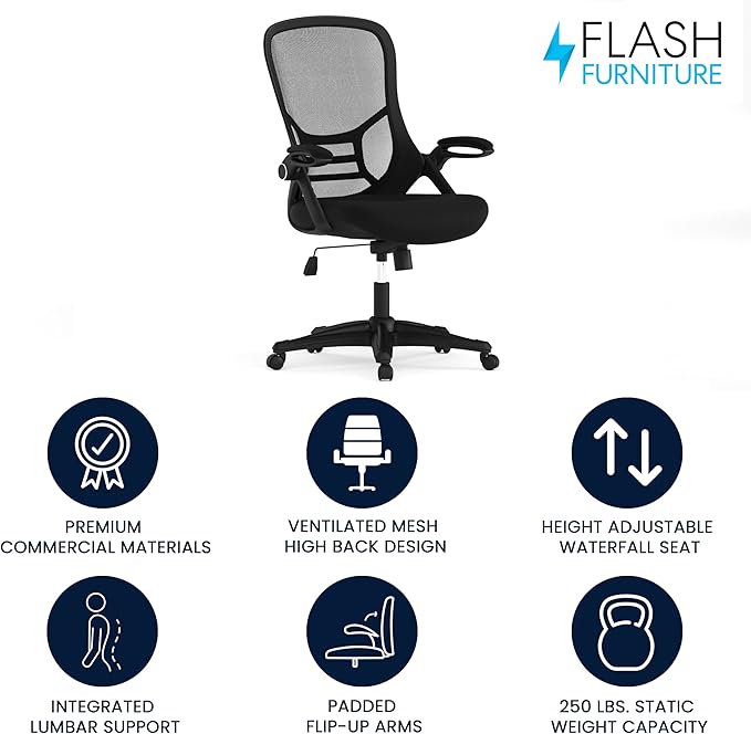 Flash Furniture Porter High Back Black Mesh Ergonomic Swivel Office Chair - Image 4