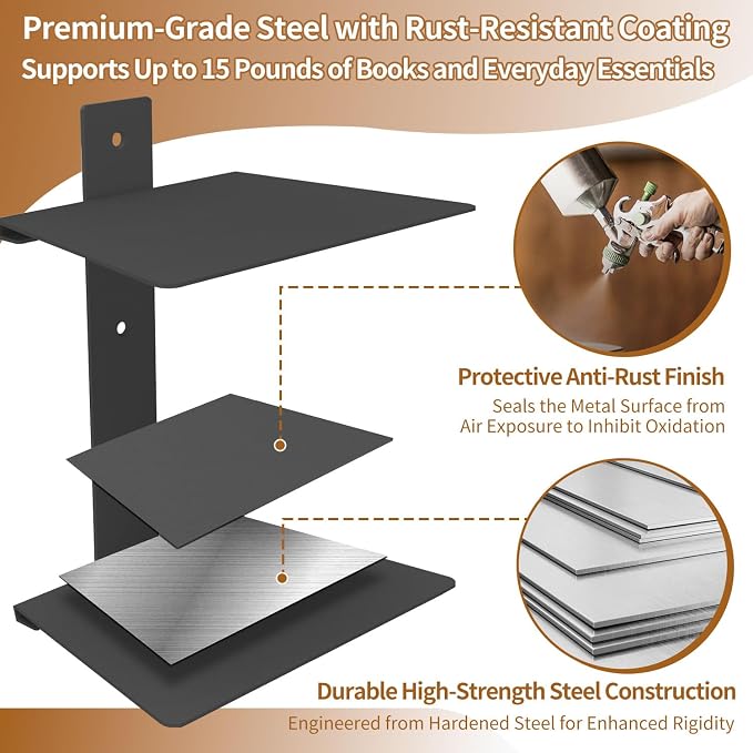 Invisible Floating Bookshelves 4 Tier, Heavy Duty Metal Book Organizer - Image 7