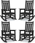 KINGYES Oversized Outdoor Rocking Chair Set of 4, All-Weather Patio Rocking by KINGYES
