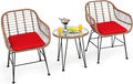 Tangkula 3 Pieces Patio Conversation Bistro Set, Outdoor Wicker Furniture by TANGKULA