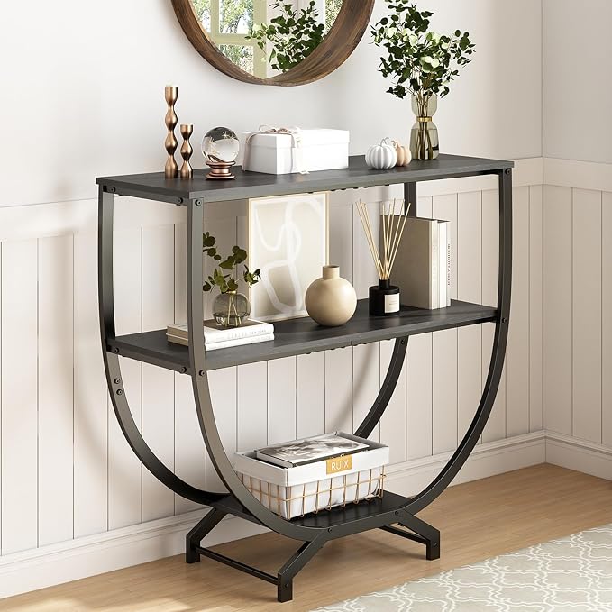 GILLAS 3 Tier Console Tables, Sofa Table Behind Couch Table, Industrial by GILLAS