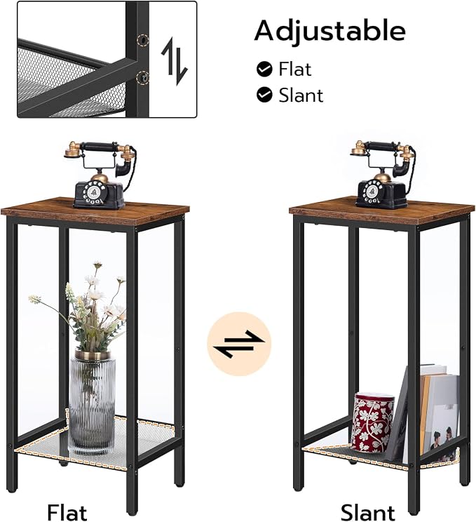HOOBRO Tall Side Table, Industrial End Telephone Table - Image 8