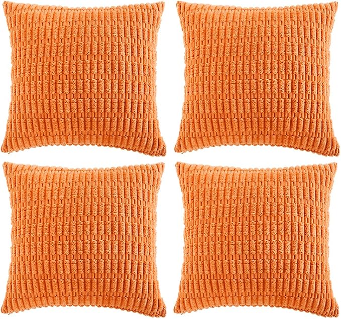 Fancy Homi 4 Packs Orange Fall Decorative Throw Pillow Covers 14x14 Inch by Fancy+Homi