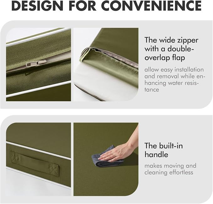 MIULEE Dark Green Outdoor Seat Cushion 24x24 Inch Waterproof & 3 Year Fade - Image 7