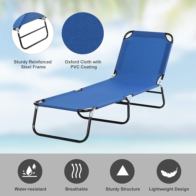 Outsunny Folding Chaise Lounge Pool Chairs, Outdoor Sun Tanning Chairs - Image 5