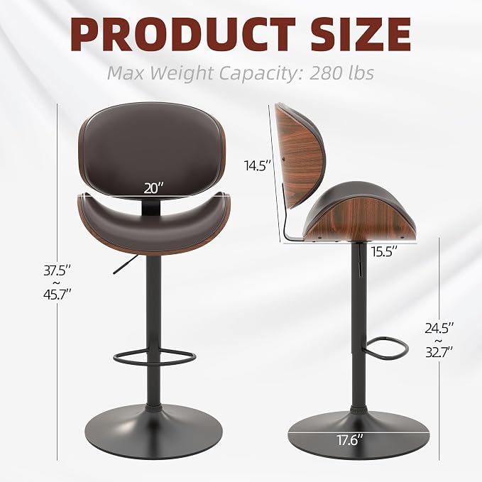 civama Bar Stools Set of 6 for Kitchen Counter, Adjustable Bar Height Chairs - Image 2
