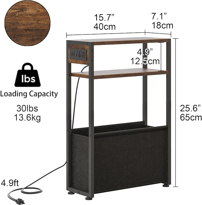 Leomonio Narrow Side Table, Slim End Tables - Image 2