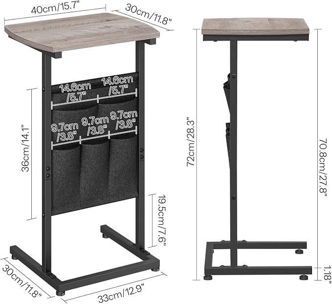 HOOBRO C Shaped End Table, 28.3" Side Table - Image 3