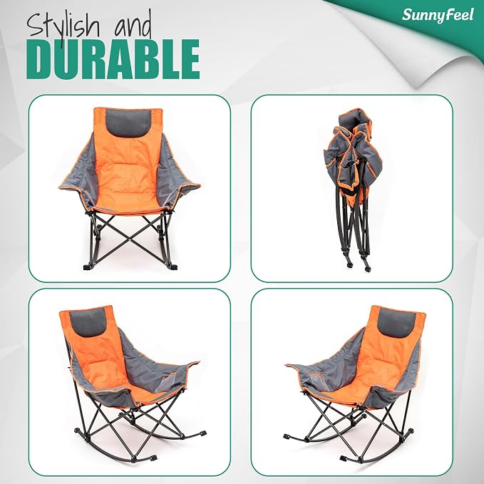 SUNNYFEEL Oversized Heated Rocking Camping Chair 2 Pack, Fully Padded Patio - Image 7