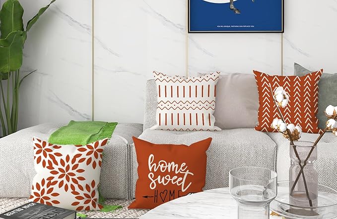 YCOLL Fall Pillow Covers 16x16 Set of 4, Modern Sofa Throw Pillow Cover - Image 7