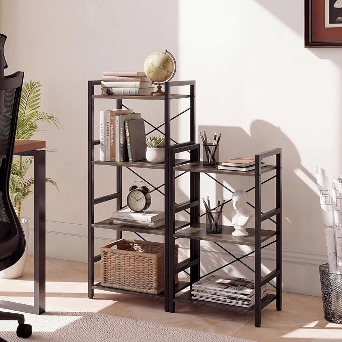 Tangkula 3-Tier Industrial Bookshelf, 16.5" Width Wooden Open Bookcase - Image 6