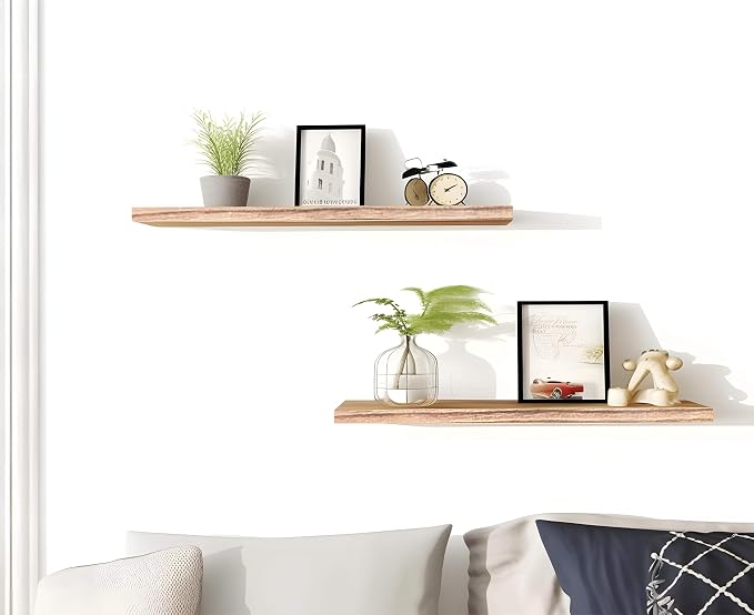 YYWUOJJ Wood Floating Shelves for Wall Decor, Rustic Wall Shelves for Bedroom - Image 6