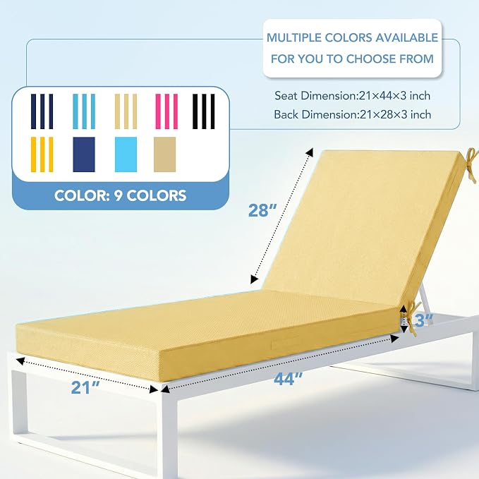 L'AGRATY Outdoor Lounge Chaise Cushion: 72x21x3 Inch Waterproof Lounge Chair - Image 2