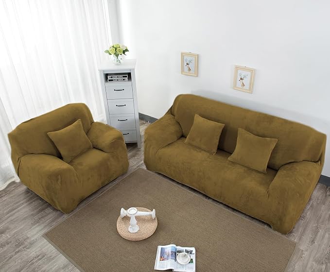 vctops 1-Piece Velvet Plush Stretch Chair Sofa Slipcover Soft Fuzzy Fluffy - Image 3