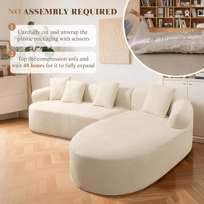 99" Curved Sectional Sofa with Chaise, Modern Boneless Couch with Deep Seat - Image 5