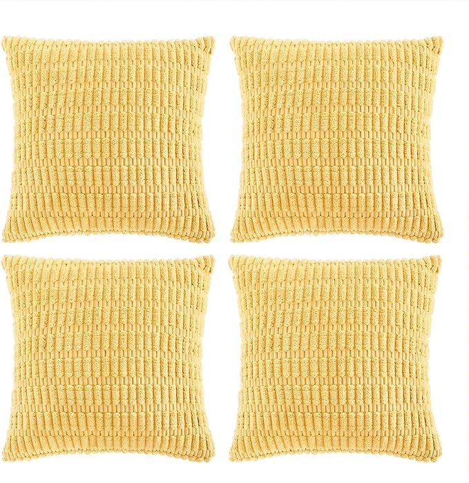 Fancy Homi 4 Packs Yellow Spring Decorative Throw Pillow Covers 20x20 Inch by Fancy+Homi