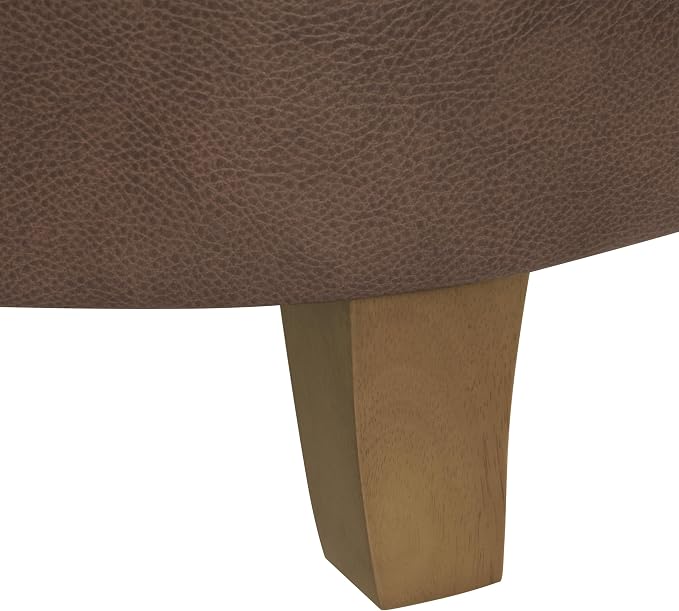 Homepop Home Decor | Upholstered Round Faux Leather Tufted Foot Rest Ottoman | - Image 9