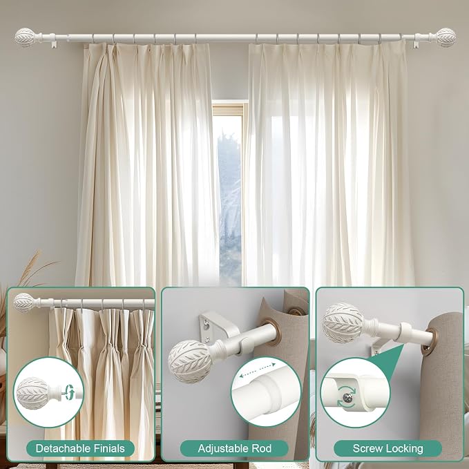 QDWIS Antique White Curtain Rods - Image 9
