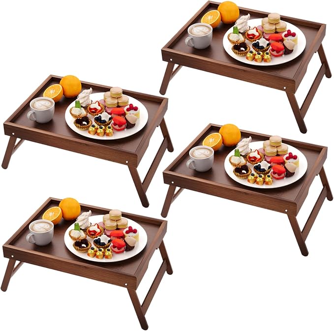 Fibogollo 4 Pack Bamboo Bed Tray Table by Fibogollo