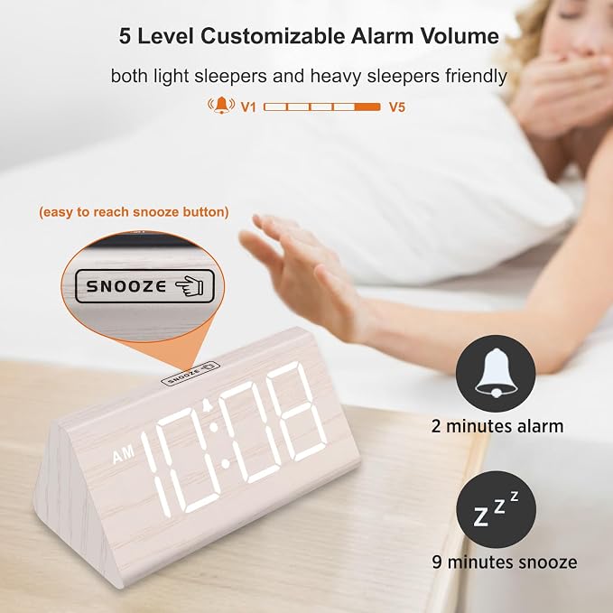 DreamSky Wooden Digital Alarm Clock - Image 7