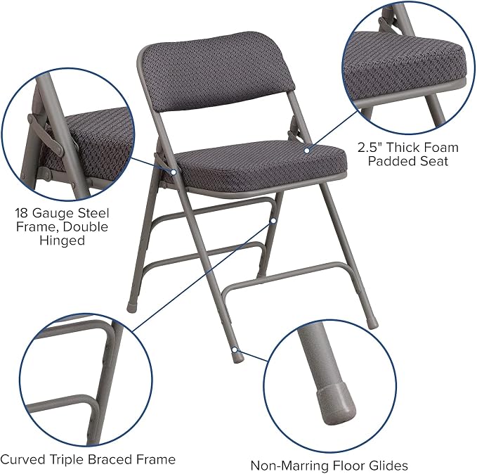 Flash Furniture 2 Pack HERCULES Series Premium Curved Triple Braced & Double - Image 5