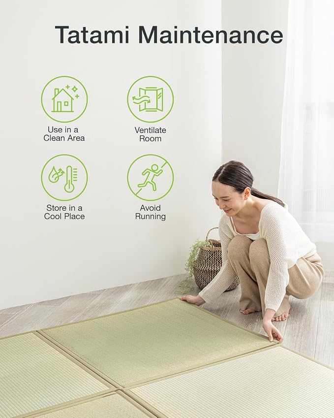FULI Japanese Square Tatami Rug, Lightweight Igusa Mat, Made in Japan - Image 7