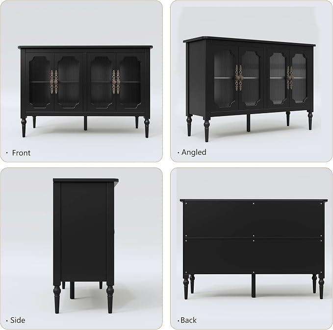 Vintage Buffet Sideboard with 4 Glass Doors, Deractive Crezada - Image 8