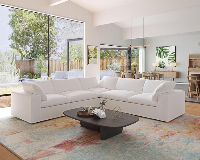 JACH V-Shaped Couch Sectional for Living Room, 5-Seats Modular Convertible - Image 6