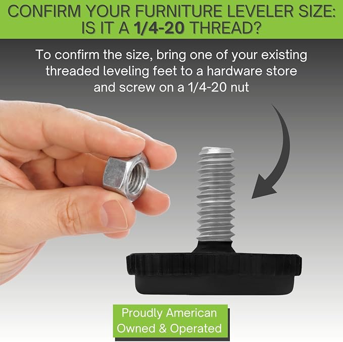 Project Patio 1/4-20 Adjustable Furniture Leg Leveling Feet Stainless Steel - Image 2