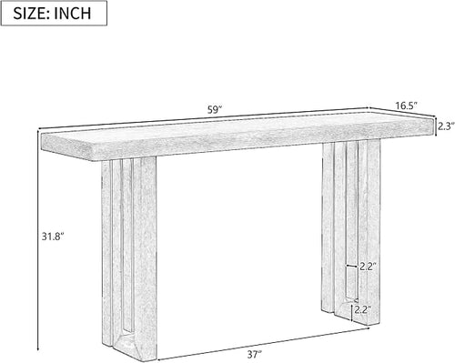 59" Console Table Sofa Table for Entryway, Oak Veneer Console Table Mid-Century - Image 2