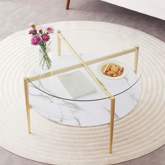LumFurn Round Coffee Table for Living Room, Mid-Century Modern Design, D30 x H17 by LumFurn