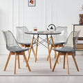5-Piece Round Dining Table Set, Small Kitchen Table Chairs Set of 4 Space by LECAFURHL