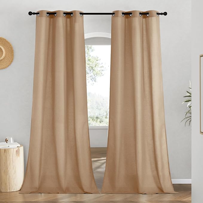 NICETOWN Rustic Linen 96 inch Long Curtains by NICETOWN
